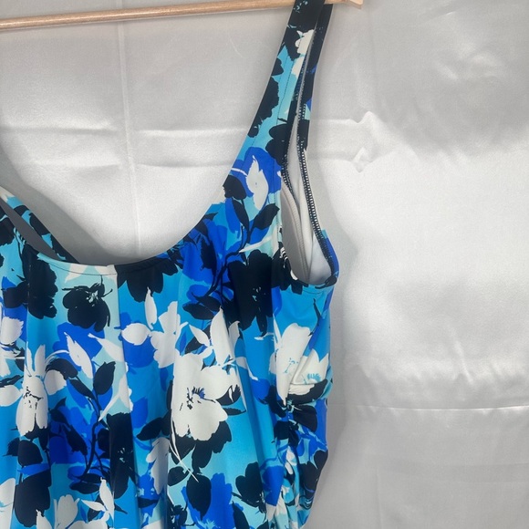 Simply Swim Tummy Control Blue Floral Swimsuit Size 3X - Picture 7 of 12